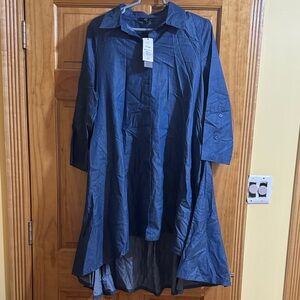 Casual Navy Button Down Shirt dress for women